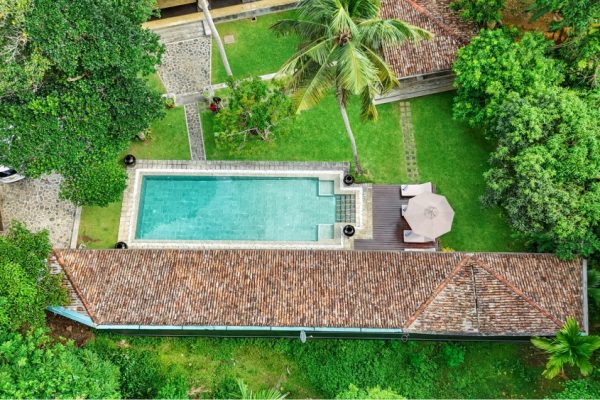 HW Pool and Garden Aerial Shot